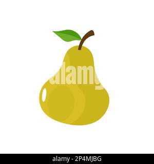 Pear icon vector illustration. Green colorful pear fruit icon isolated on white background. Cartoon flat design. Vector illustration. Stock Vector