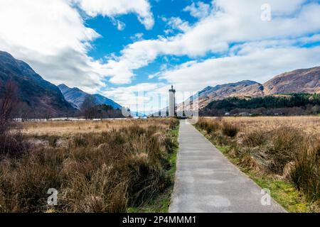 Glenfinnan Monument on the shores of Loch Shiel in the Lochaber area of Scotland Stock Photo