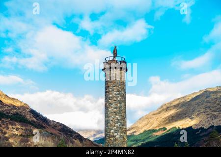 Glenfinnan Monument on the shores of Loch Shiel in the Lochaber area of Scotland Stock Photo