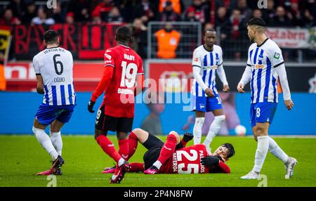 Leverkusen, Germany. 5th Mar, 2023.  Sardar Azmoun (Leverkusen), Exequiel Palacios (Leverkusen) Bayer Leverkusen - Hertha BSC Berlin Bundesliga 05.03. Stock Photo