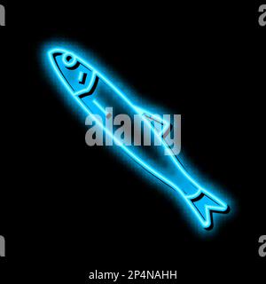 japanese anchovy neon glow icon illustration Stock Vector
