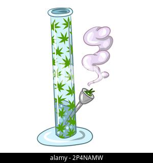 Bong for smoking weed. Smoking cannabis. vector marijuana Stock Vector