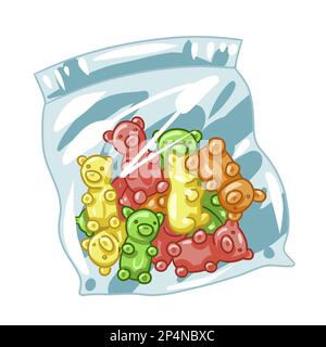 bag with marmalade with cannabis. marmalade vector bears Stock Vector