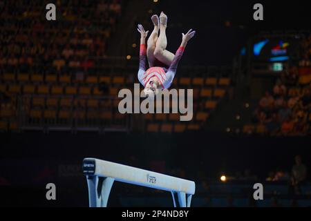 Jennifer Gadirova (United Kingdom). European Championships Munich 2022: Artistic Gymnastics, Women's Team Finals Stock Photo