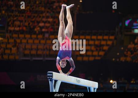 Jennifer Gadirova (United Kingdom). European Championships Munich 2022: Artistic Gymnastics, Women's Team Finals Stock Photo