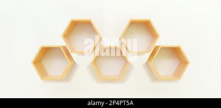 3D empty white hexagon shelves wall seamless pattern Stock Vector Image ...