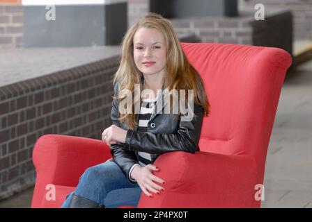 Amanda Holden, Shelter Red Chair Sit-in Photocall, Southbank, London, UK Stock Photo