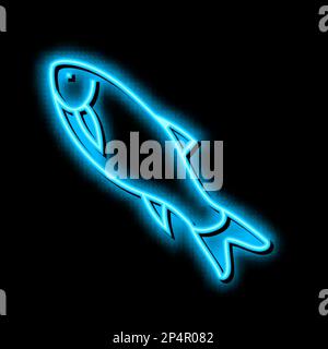 rohu fish neon glow icon illustration Stock Vector