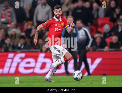 26 Feb 2023 - Manchester United v Newcastle United - Carabao Cup - Final - Wembley Stadium  Manchester United's Bruno Fernandes during the Carabao Cup Final.  Picture : Mark Pain / Alamy Live News Stock Photo