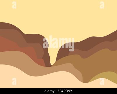 Canyon landscape in a minimalist style. Sand mountains, hills and canyons in flat design. Boho decor for prints, posters and interior design. Modern m Stock Vector