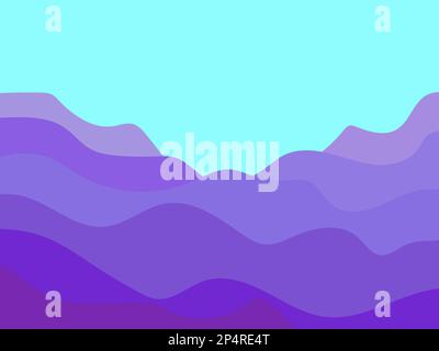 Wavy landscape in a minimalist style. Desert landscape with blue skies.  Boho decor for prints, posters and interior design. Mid Century modern decor. Stock Vector