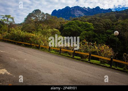 Beautiful view of Mount Kinabalu peak from within Kinabalu National Park Stock Photo