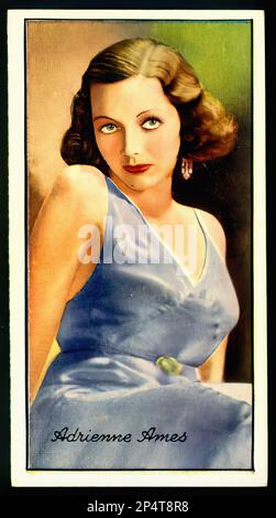 Portrait of Adrienne Ames - Vintage Cigarette Card Stock Photo