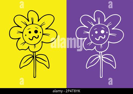 Flower exhausted face emoji - Woozy face emoji Stock Vector