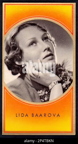 Portrait of actress  Lida Baarova - Vintage German Cigarette Card Stock Photo