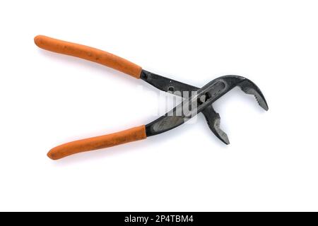 Used open water pump pliers isolated on white background Stock Photo