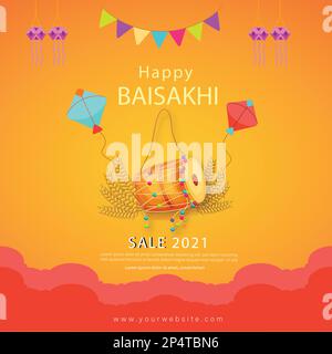 Happy Baisakhi Festival Poster   background Stock Vector