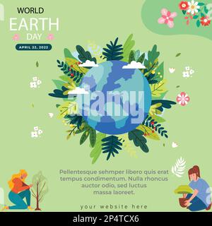International Mother Earth Day. Environmental protection. Vector illustration Design.Set of vector illustrations Stock Vector