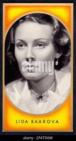 Portrait of actress  Lida Baarova  - Vintage German Cigarette Card 01 Stock Photo