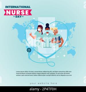 International Nurses Day Design Vector. Social Media Design Template. nurses day celebrations. Stock Vector