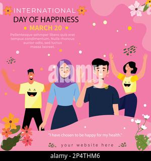 International Day Of Happiness Illustration Template Design Vector Stock Vector