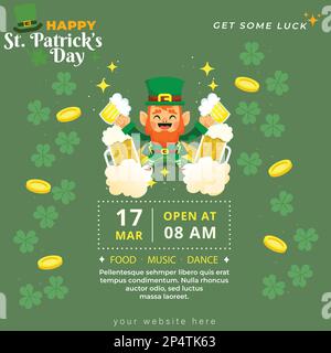 Happy St. Patrick's Day Beer Coin Party Enjoy Illustration Design Stock Vector