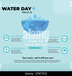 World Water Day Save Water Social Media Posts Banner Design Template Stock Vector