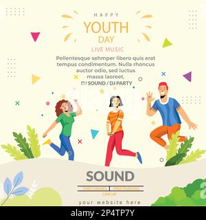 International youth day boys and girls illustration design Stock Vector
