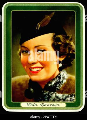 Portrait of actress  Lida Baarova  - Vintage German Cigarette Card 02 Stock Photo