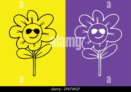 Flower wearing sunglasses emoji Stock Vector