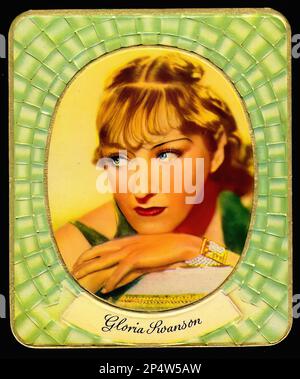 Portrait of Gloria Swanson - Vintage German Cigarette Card Stock Photo