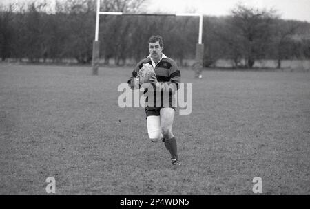 1980s, amateur rugby union, outside on a rugby pitch, forwards ...