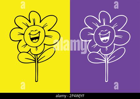 Flower smiling face with open mouth emoji, LOL emoji Stock Vector