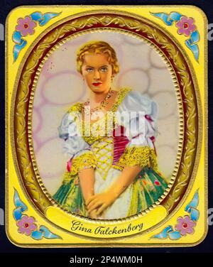 Portrait of Gina Falckenberg  - Vintage German Cigarette Card Stock Photo