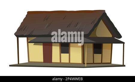 Traditional Japanese house. Rural dwelling with thatched roof ...
