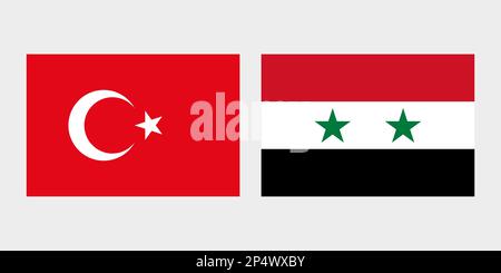 National flag Syria and Turkey icons Stock Vector