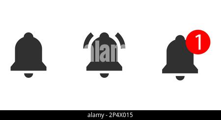 Notification bell alarm icons set Stock Vector
