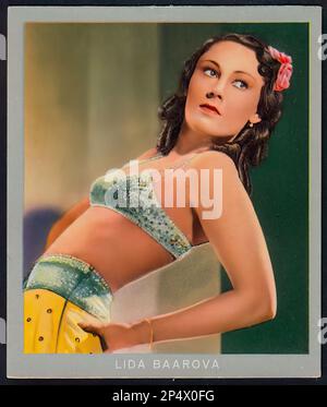 Portrait of actress  Lida Baarova  - Vintage German Cigarette Card Stock Photo
