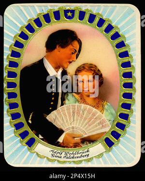 Portrait of Adolf Wohlbrück and Gina Falckenberg - Vintage German Cigarette Card Stock Photo