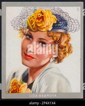 Portrait of actress  Lida Baarova  - Vintage German Cigarette Card 03 Stock Photo
