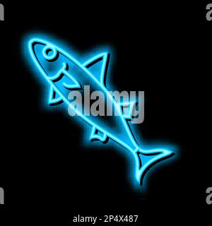 chub mackerel neon glow icon illustration Stock Vector