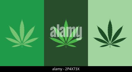 Vector design illustration repeating pattern design of a marijuana leaf on multicolored backgrounds. 420 concept. green color pallet. Stock Vector