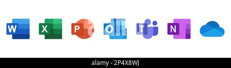 Microsoft office programs logo set Stock Vector
