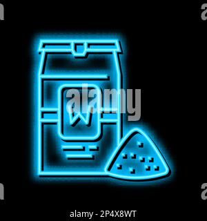 wheat flour package conveyor neon glow icon illustration Stock Vector ...