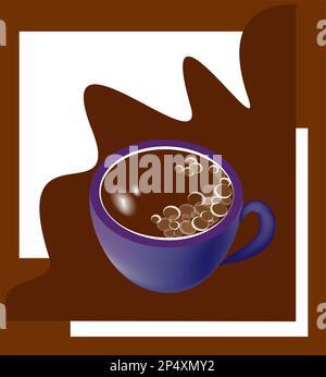 blue coffee cup on abstract brown white background Stock Vector