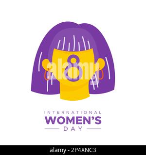 International Women's Day. March 8. Woman character with number eight in her face. Vector illustration, flat design Stock Vector