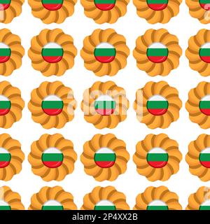 Pattern cookie with flag country Bulgaria in tasty biscuit, pattern cookie consist of flag country Bulgaria on natural biscuit, fresh biscuit cookie w Stock Vector