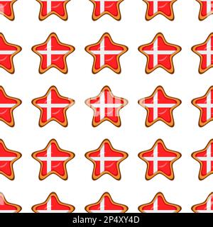Pattern cookie with flag country Denmark in tasty biscuit, pattern cookie consist of flag country Denmark on natural biscuit, fresh biscuit cookie wit Stock Vector