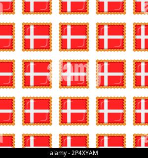 Pattern cookie with flag country Denmark in tasty biscuit, pattern cookie consist of flag country Denmark on natural biscuit, fresh biscuit cookie wit Stock Vector