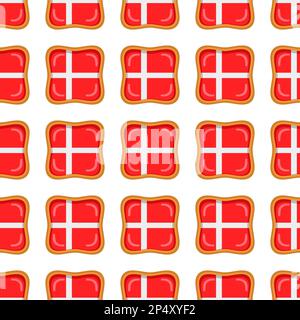 Pattern cookie with flag country Denmark in tasty biscuit, pattern cookie consist of flag country Denmark on natural biscuit, fresh biscuit cookie wit Stock Vector